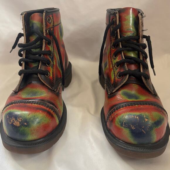 Rare Dr Doc Martens Tie Dye Combat Boot 90s Vintage Original England US 8.5 UK 6 - Picture 1 of 16